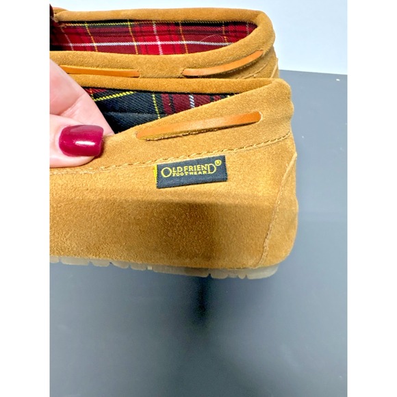 Old Friend Footwear "Kelly" Suede Leather Moccasin Slippers 11 M Faux Fur Lined - Picture 5 of 11